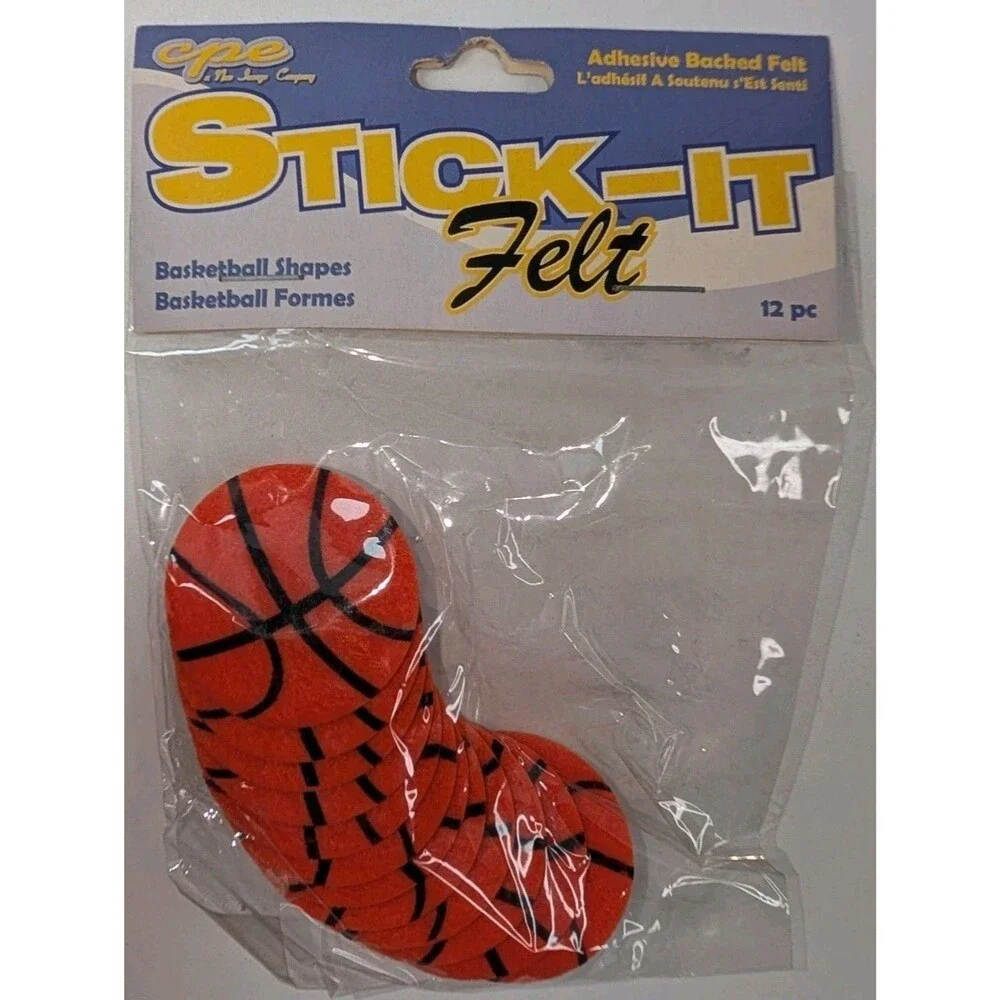 Stick-It Felt Basketball Shapes 12pc Adhesive Backed Sports Lover Craft Supplies